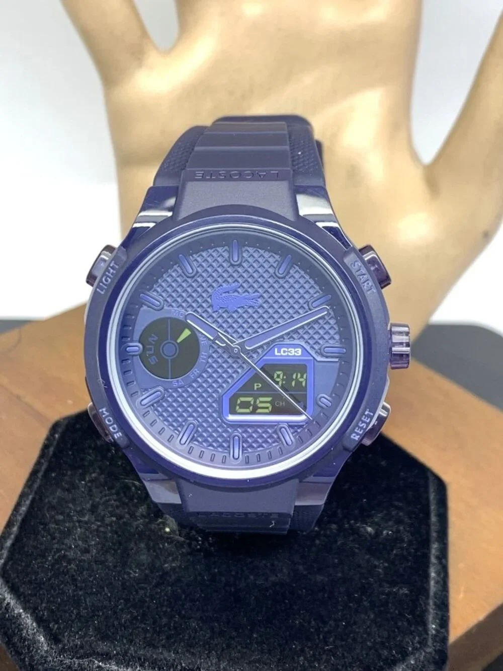 Lacoste Men's Watch 2011448 LC33 Quartz Analog Digital Blue Dial Rubber 44mm
