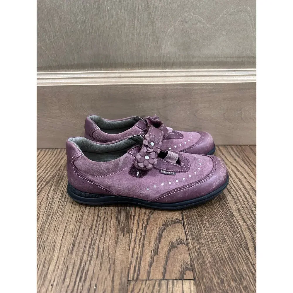 Pablosky Opera Blackberry Purple Suede Mary Jane Flats EU 30 US 12 Preppy Euro