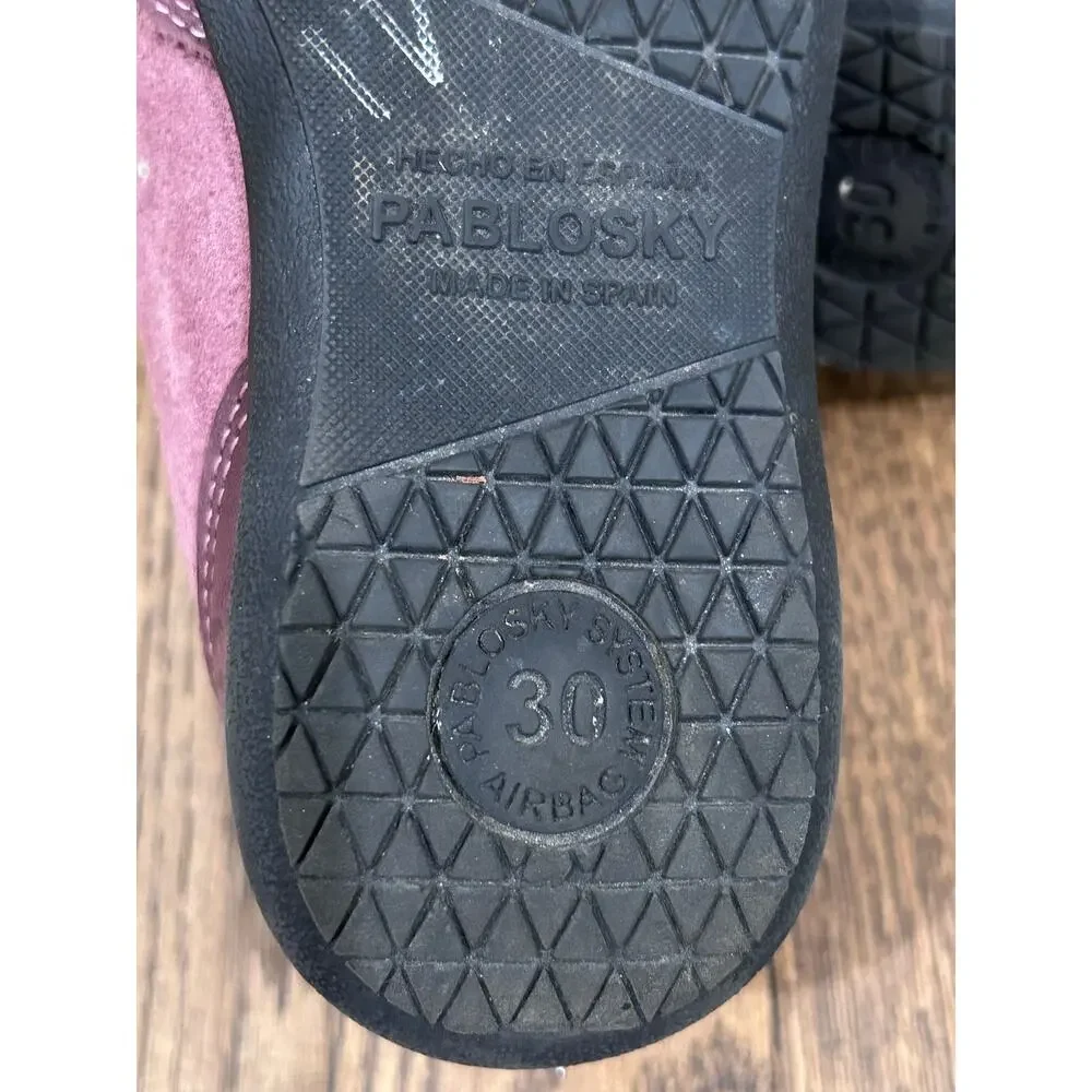 Pablosky Opera Blackberry Purple Suede Mary Jane Flats EU 30 US 12 Preppy Euro