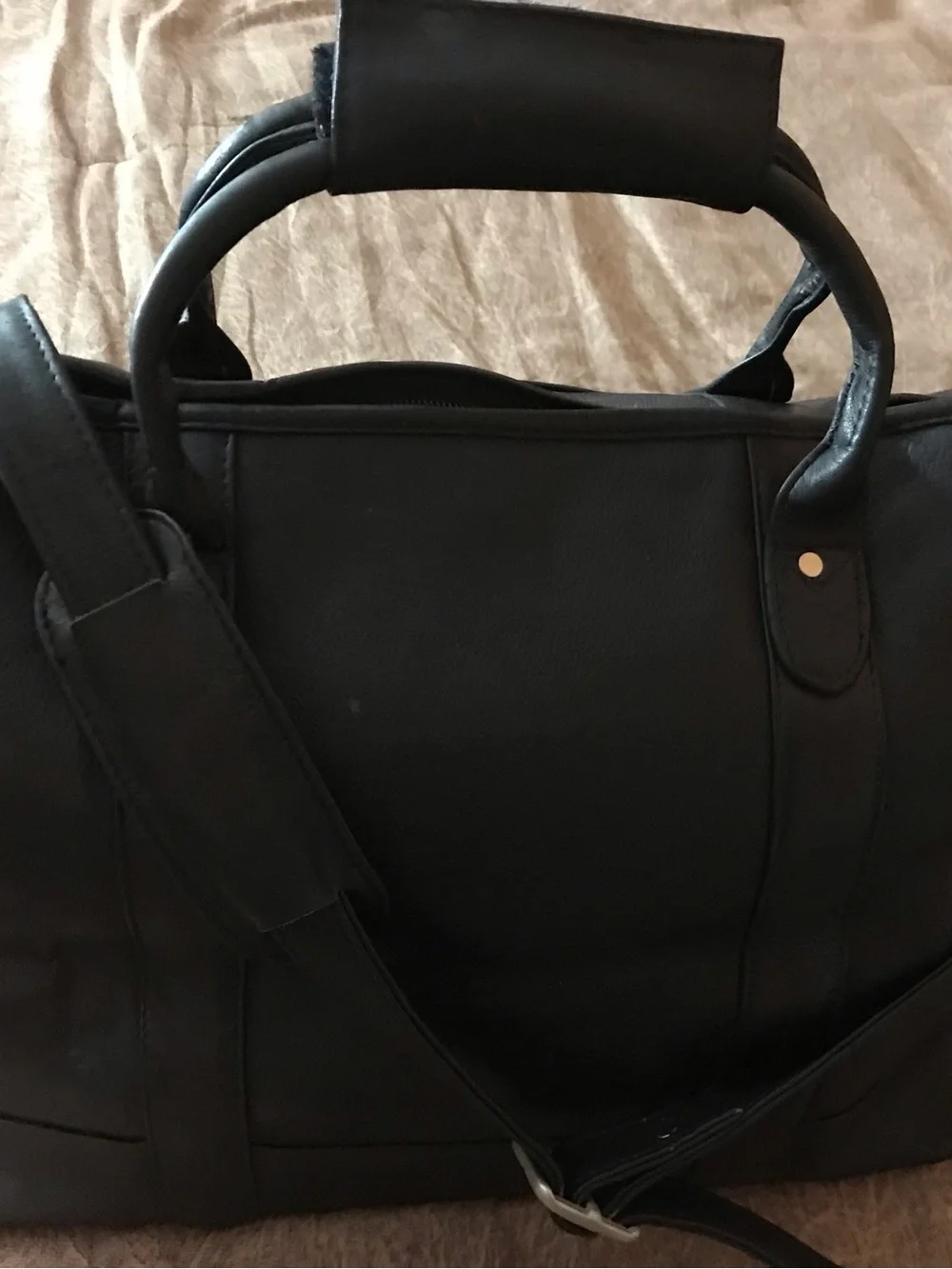 latico Black Leather Business Briefcase with Front Slip Pocket