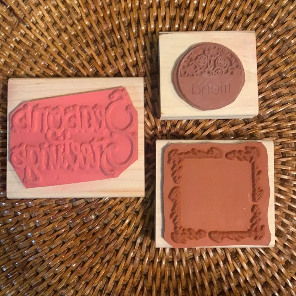 3 for $15  Set of 3 Rubber Stamps - Seasons Greetings - Happy Birthday - friend