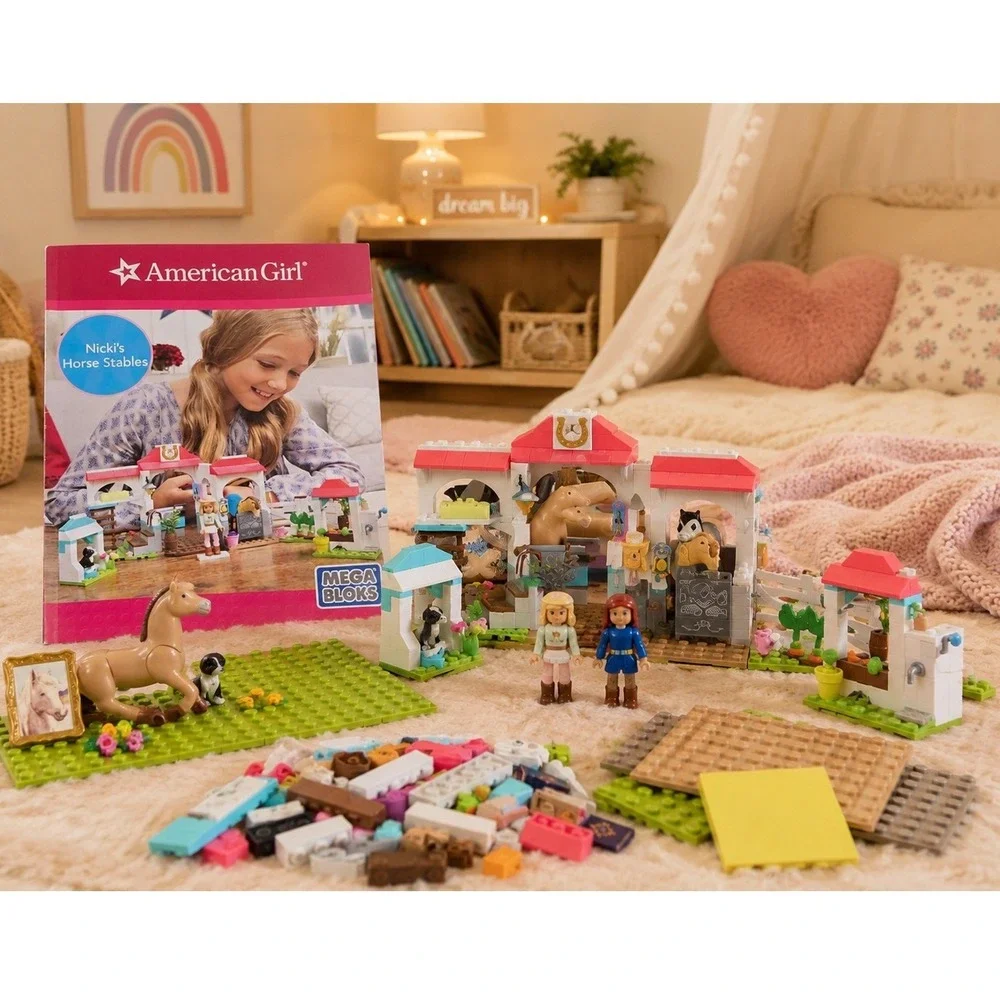 American Girl Nicki's Horse Stables Mega Bloks Construction Set DPK85 Figures