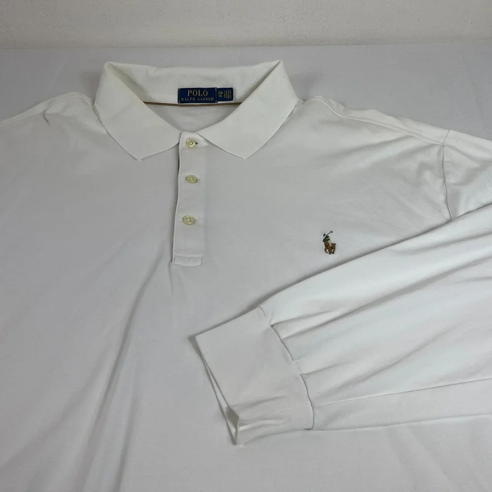 Ralph Lauren Polo Pony Long Sleeve Pull Over Shirt Mens 3XB White Cotton