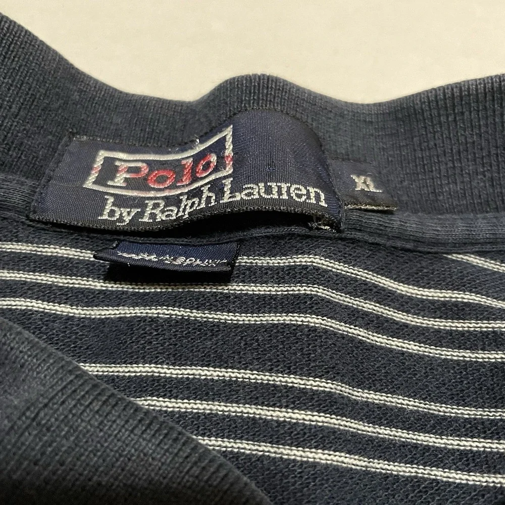 Polo Ralph Lauren Men'ssize  XL Striped‎ Short Sleeve Polo Shirt Navy Cotton