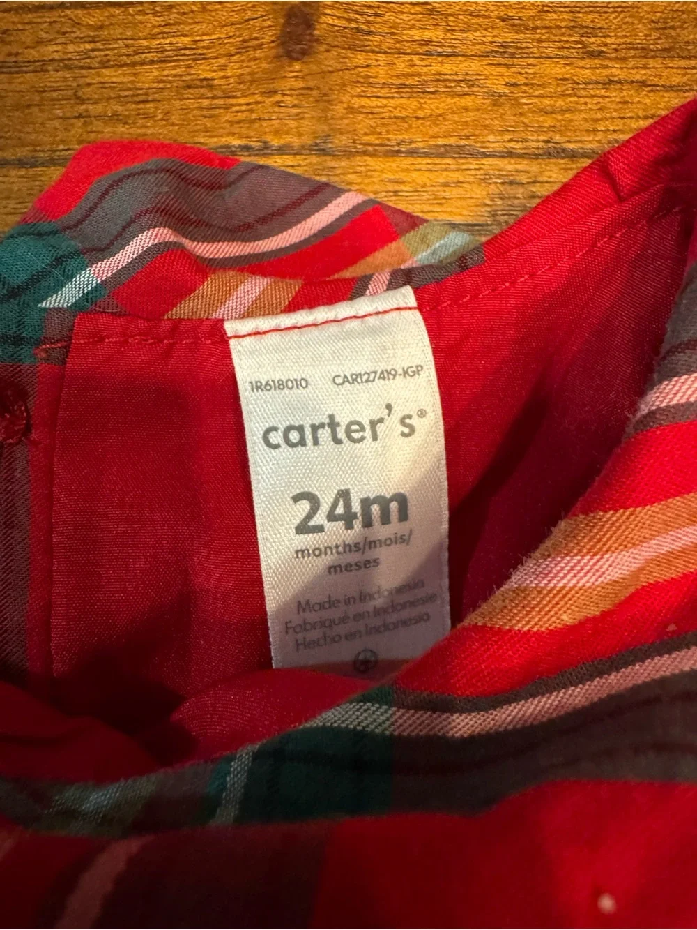 Carter's Red Plaid Holiday Toddler Dress