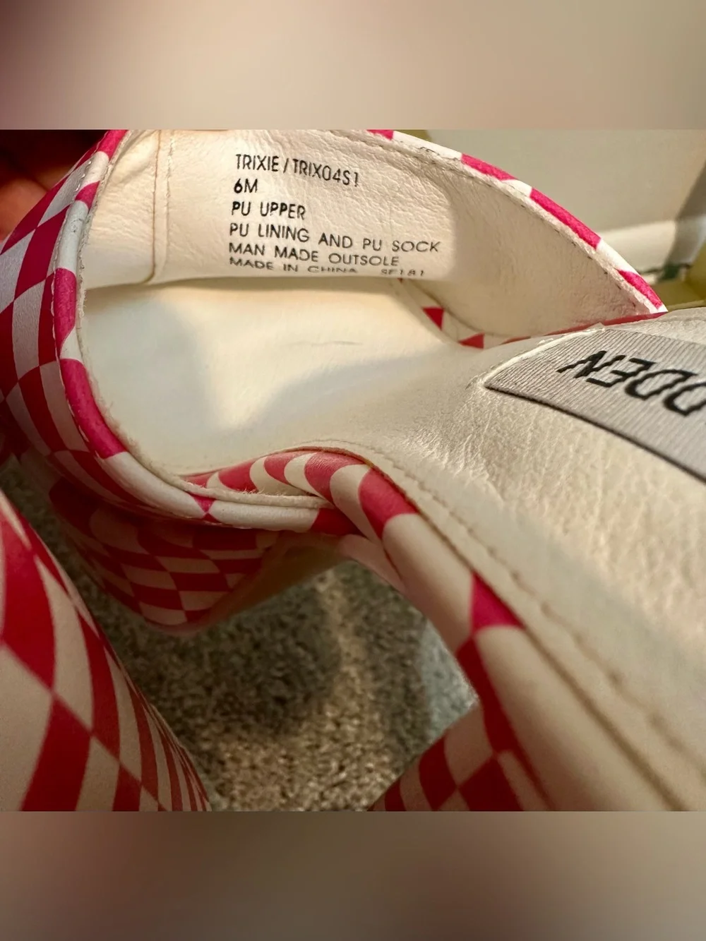 Steve Madden Trixie Platform Sandals Block Heel Pink/White Checkered Size 6