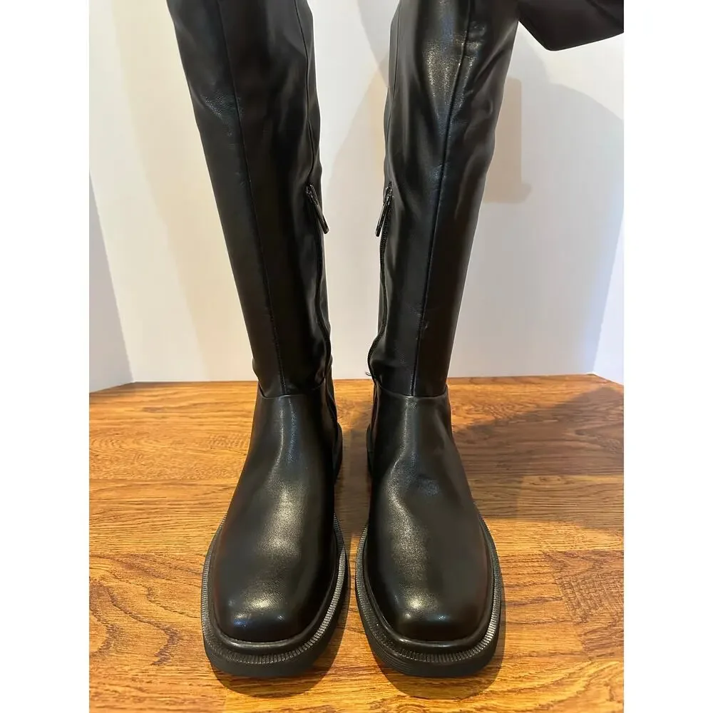 Franco Sarto Angeli Over the Knee Lug Sole Boots Black Women’s Size 8.5