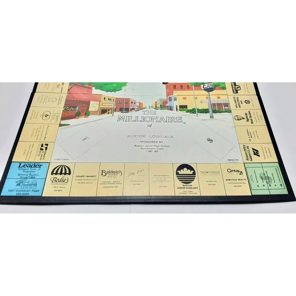 Vtg 1987 Millionaire Game Ruston LA Ltd Ed Board Game Jr High Fundraiser 87 READ