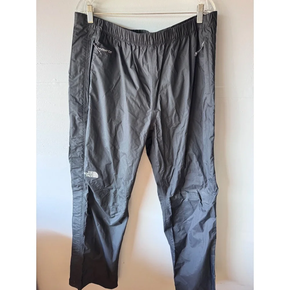 The North Face HyVent DT Black Waterproof Ripstop Rain Pants XL Full Side Zip