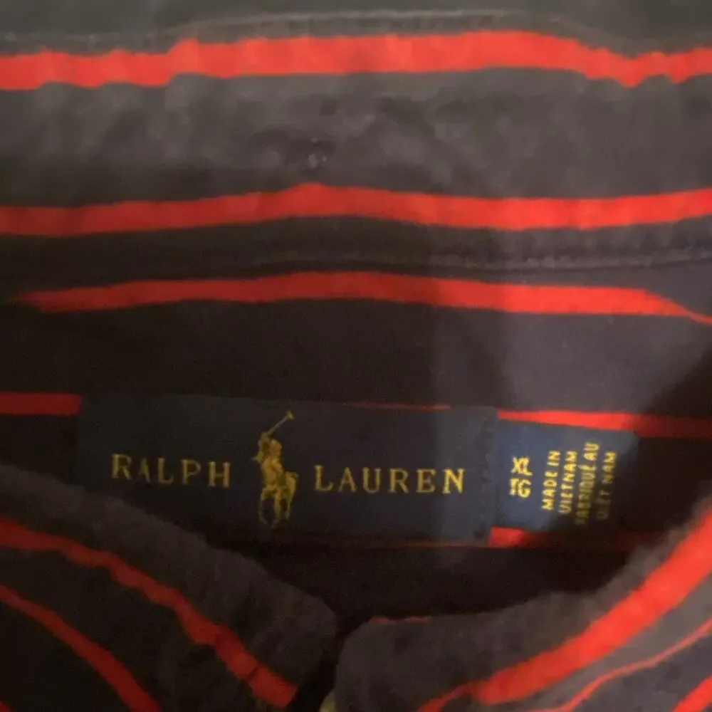 Polo by Ralph Lauren Navy/Red Striped Cotton Knit Custom Fit Polo Shirt Men’s XL