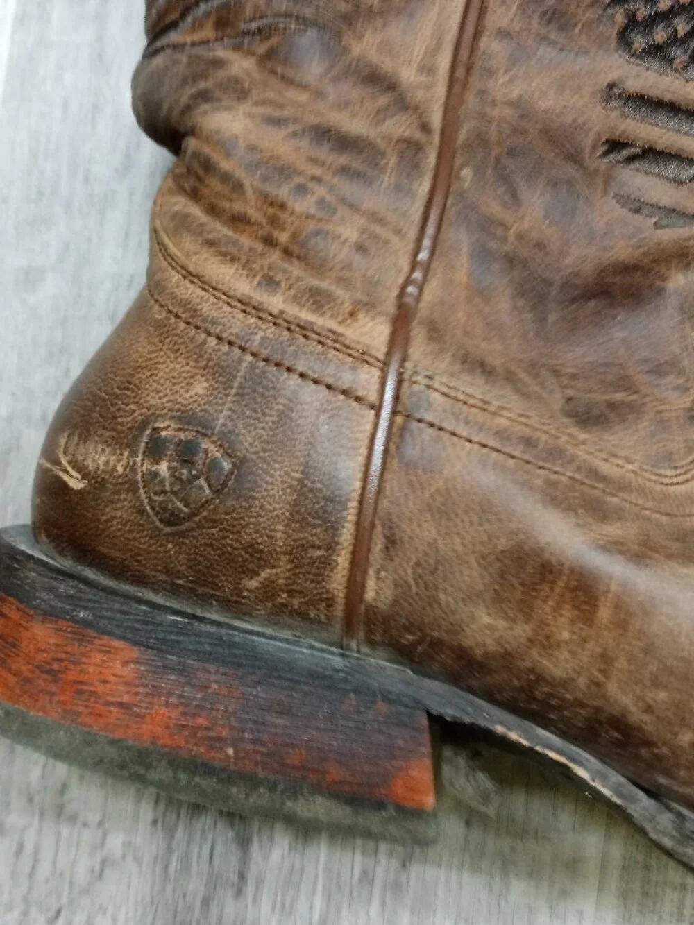 Ariat US Flag Patriot Brown Leather Boots Men's 9 D Square Toe