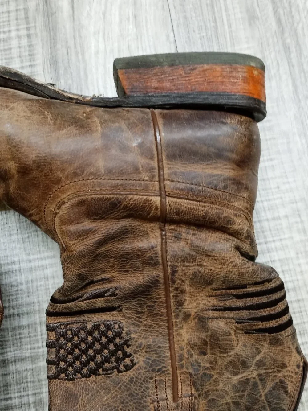 Ariat US Flag Patriot Brown Leather Boots Men's 9 D Square Toe