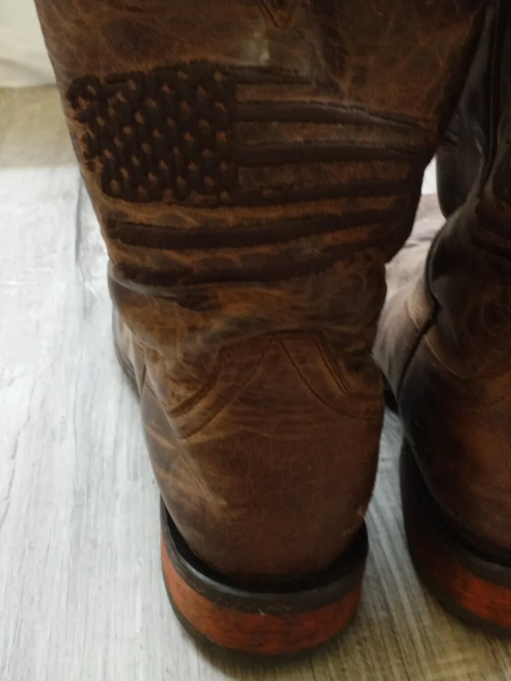 Ariat US Flag Patriot Brown Leather Boots Men's 9 D Square Toe