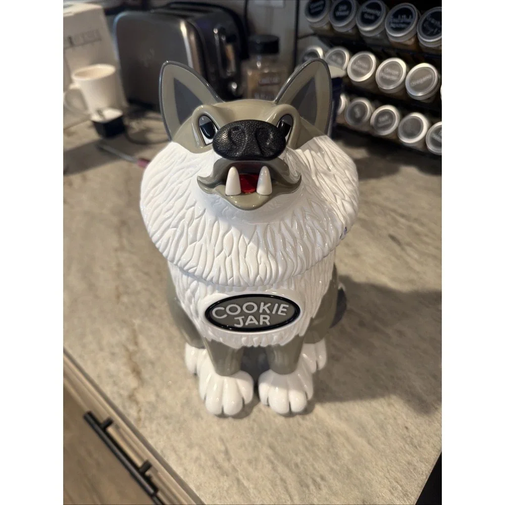Vtg 1998 Fun-Damental Too plastic Howling Wolf‎ Cookie Jar Works