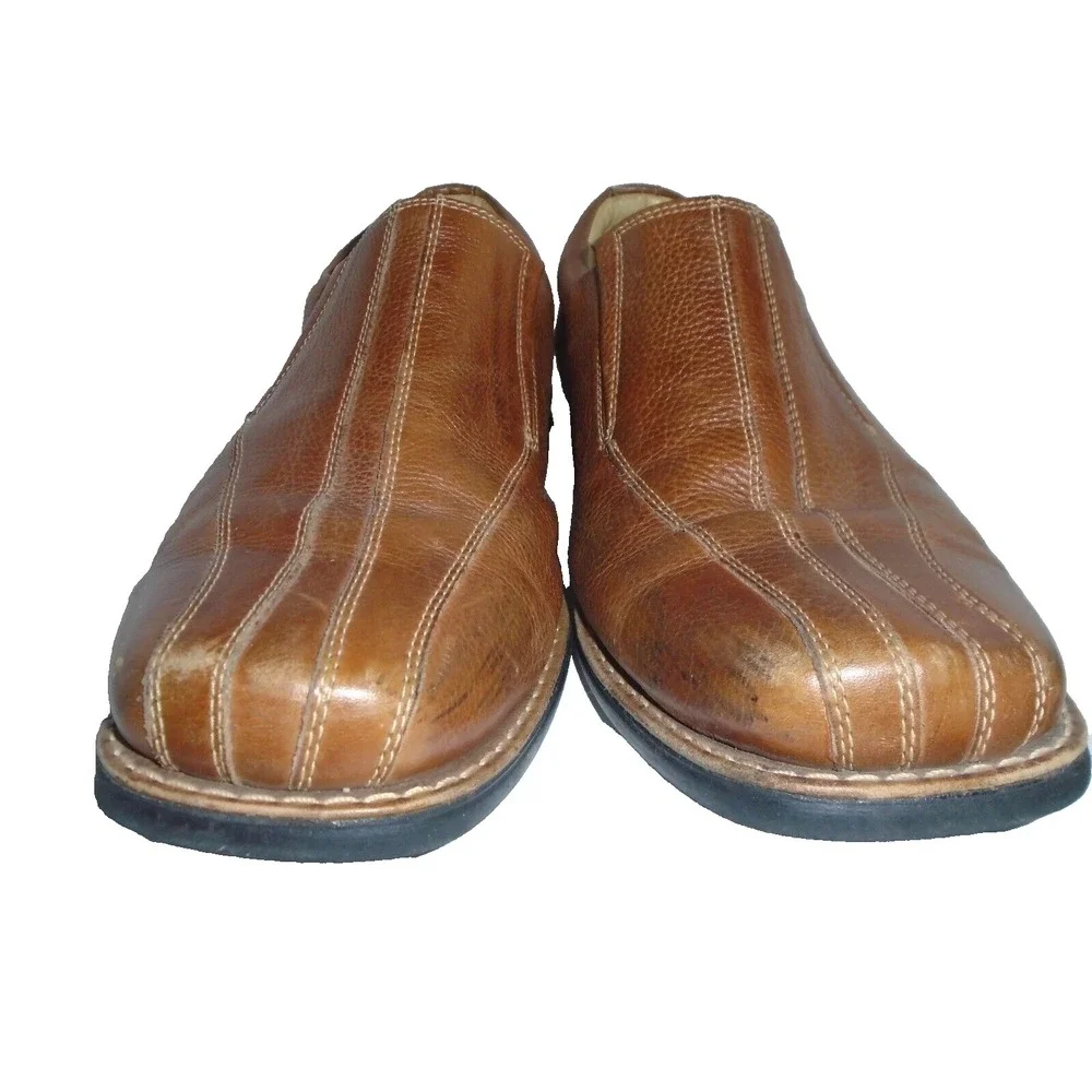 Alfani Mens 11M  Slip On Leather Shoes Brown Loafers Dress Comfort Square Toe