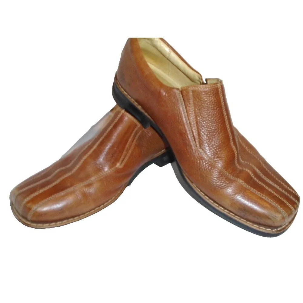 Alfani Mens 11M  Slip On Leather Shoes Brown Loafers Dress Comfort Square Toe