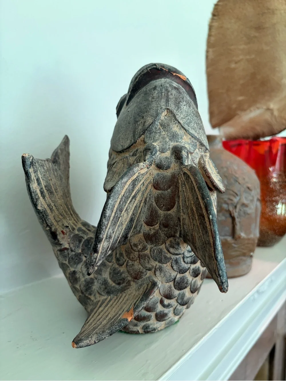 Vintage Cast Stone Fish Sculpture Coastal Nautical Decor