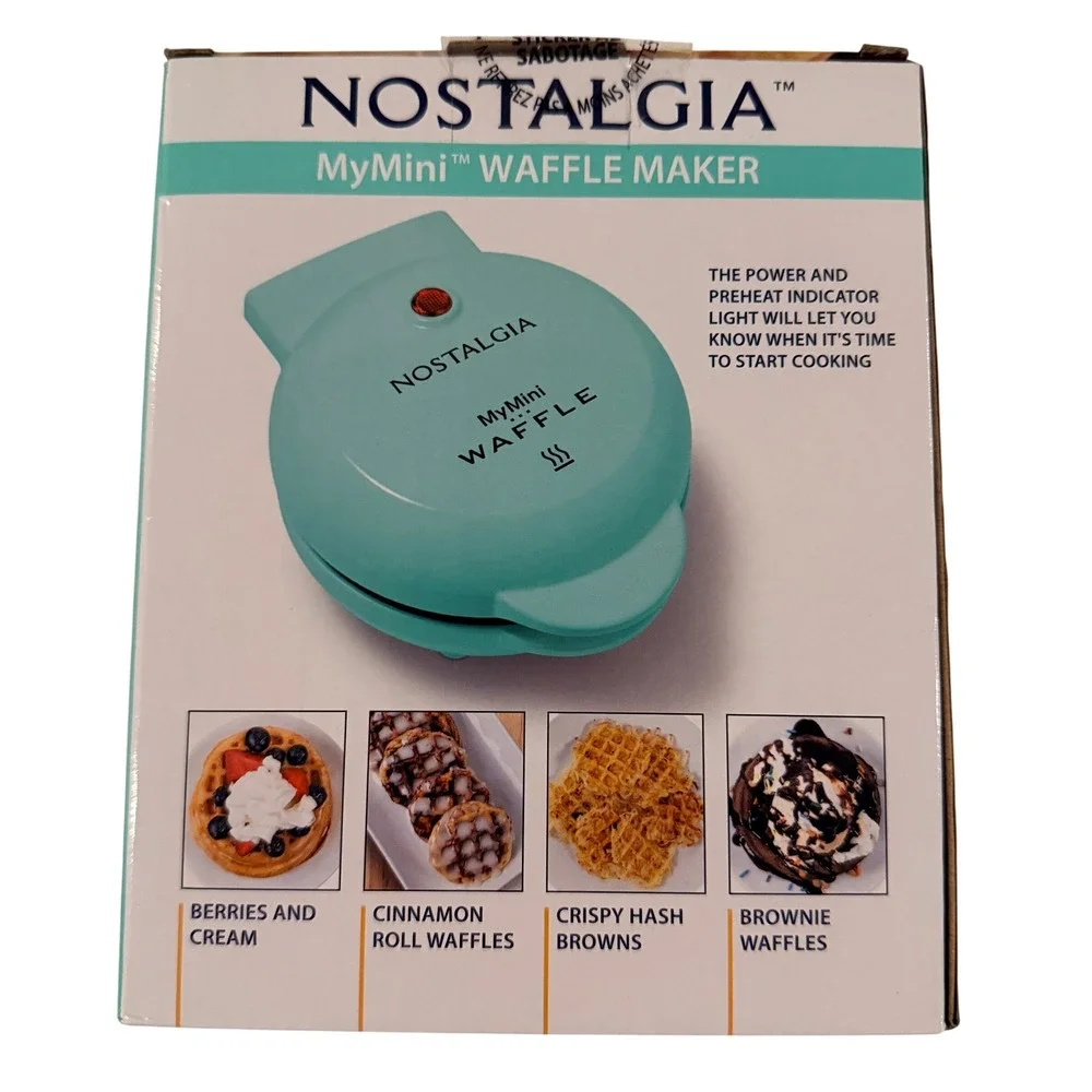 Nostalgia‎ Waffle Maker Unisex OS Teal MyMini MWF5TL Compact Portable Breakfast