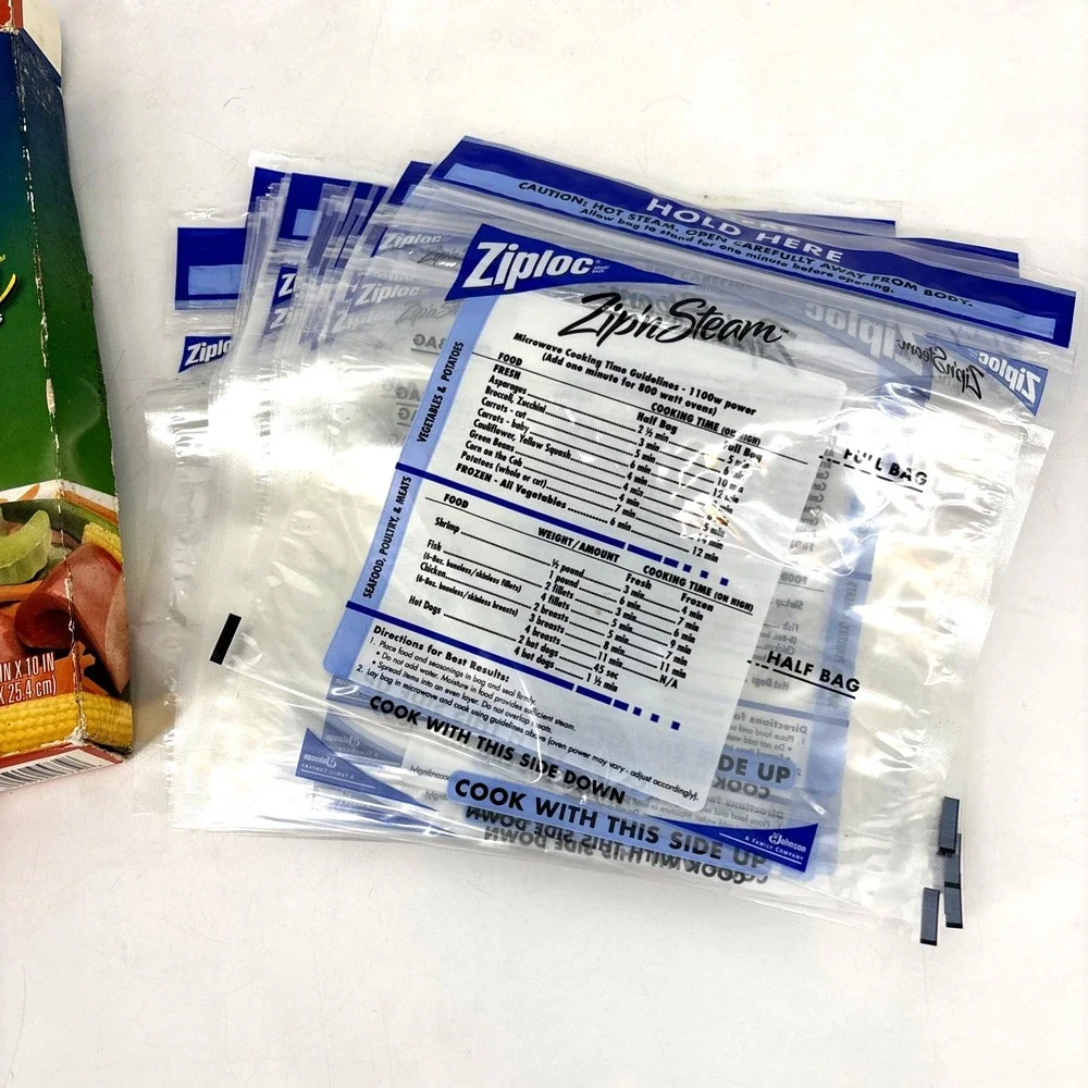 Ziploc Zip'n Steam Cooking Bags Size Large QTY 24 Open Box‎ Discontinued 10x10