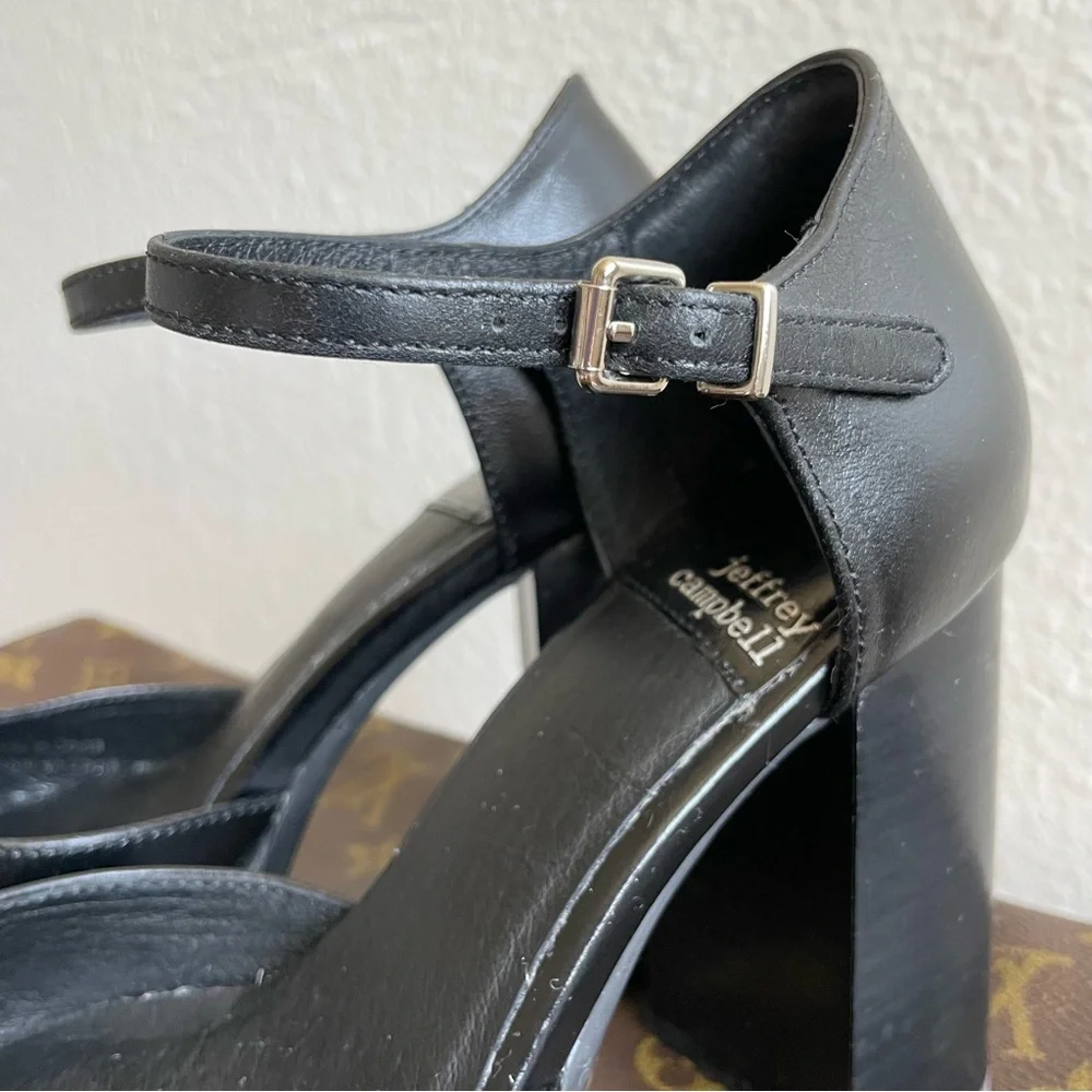 Jeffrey Campbell Black Platform Mary Jane Heels with Ankle Strap