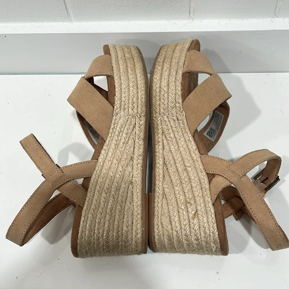 Toms Tan‎ Platform Shoes with Crisscross Straps