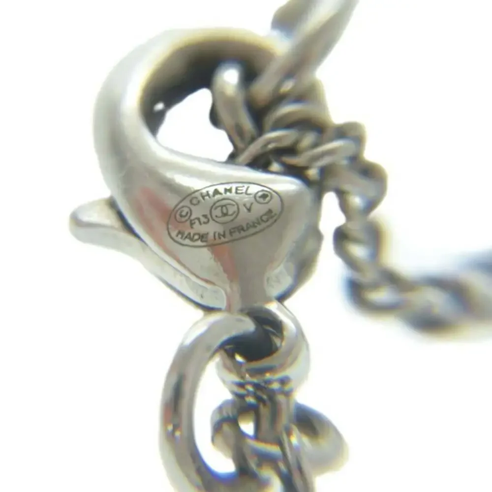 CHANEL Silver Logo Necklace