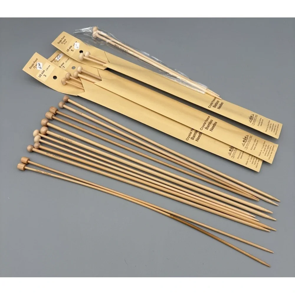 Lot of 10‎ Wooden Bamboo Crochet Knitting Needles NOS Crystal Palace & More