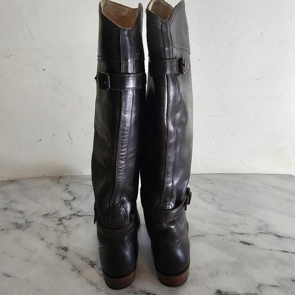 Frye Dorado‎ Dark Brown Tall Leather Riding Boots Size 6 NEW