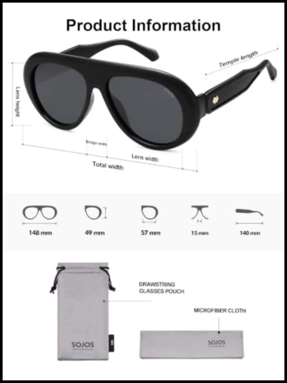 Oversized Polarized Aviator Sunglasses UV Protection