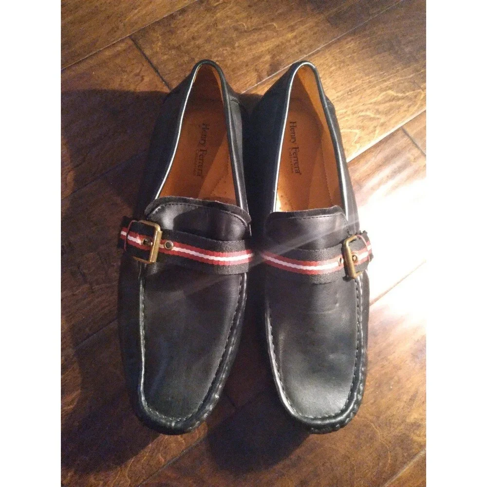 Henry Ferrera Mens Slip On Leather Loafers Casual‎ Outings Lightweight Size 12