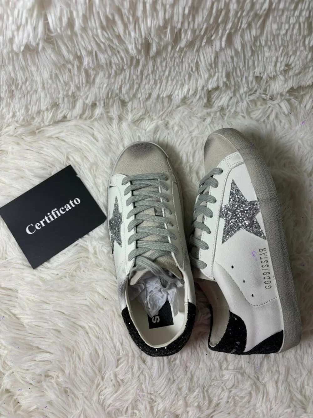 Golden Goose Super-Star Glitter Star Sneakers Women Distressed Leather Shoes