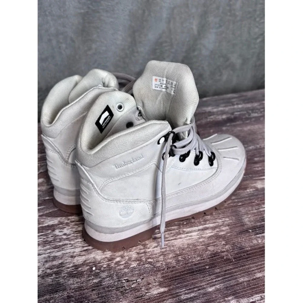 Timberland Euro Hiker Boots White Leather‎ Lace Up Casual Kids Size 4.5