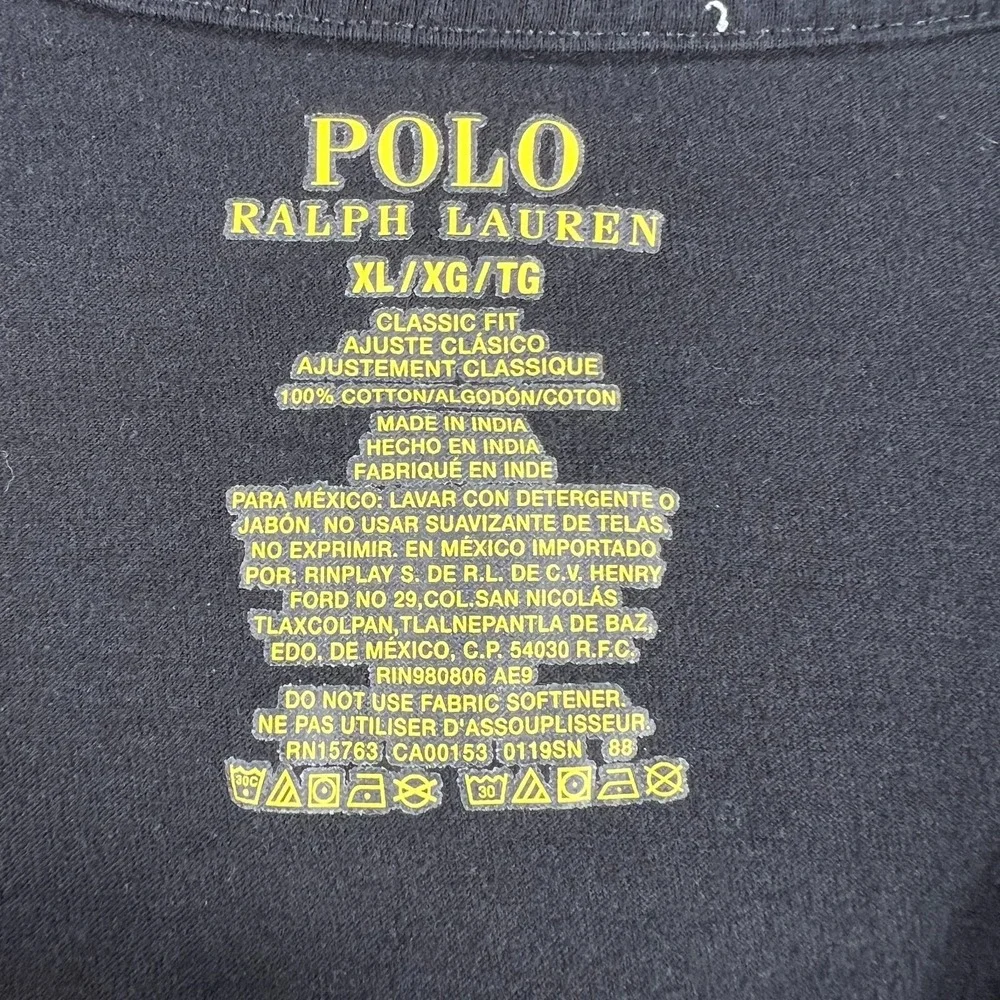 Polo Ralph Lauren Shirt Mens XL Extra Large Black Short Sleeve V Neck Casual