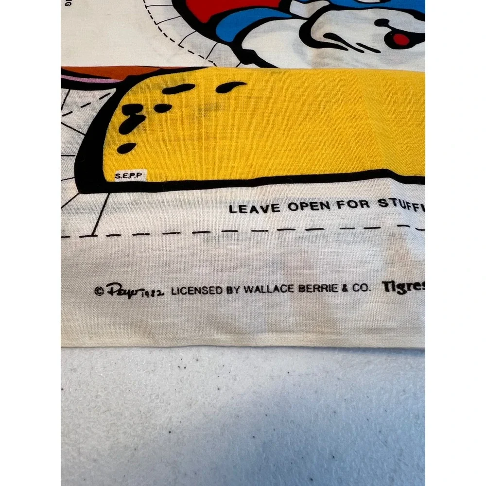 Vintage 1982 Papa Smurf Cut and Sew Plush Pillow Fabric Panel Wallace Berrie 215