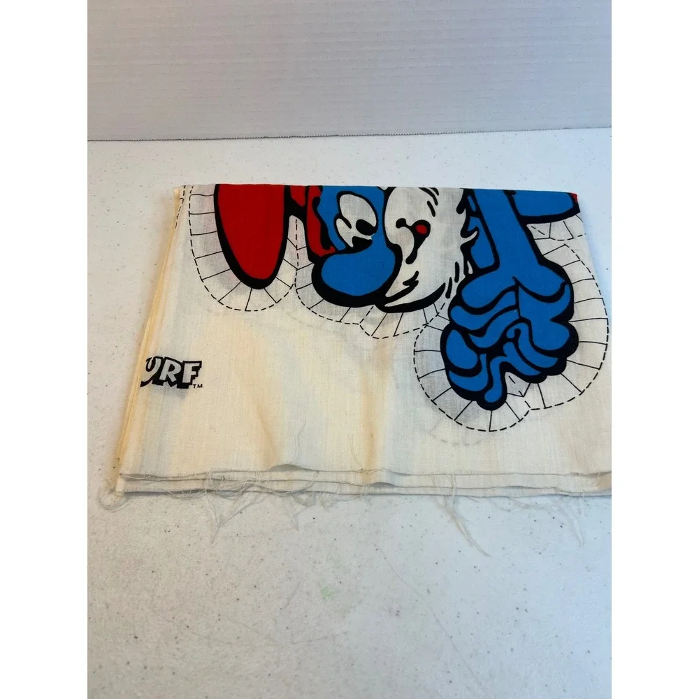 Vintage 1982 Papa Smurf Cut and Sew Plush Pillow Fabric Panel Wallace Berrie 215