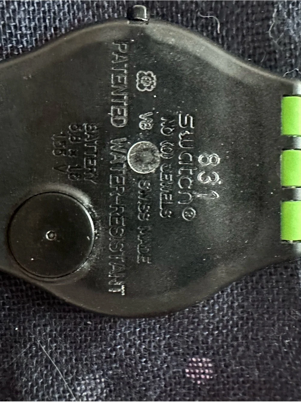 Swatch Black Watch with Bright Green Band/Accents