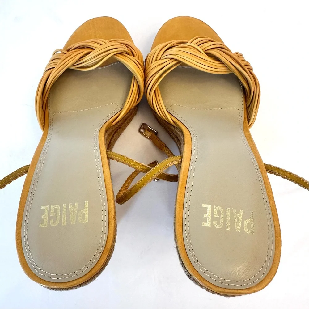 Paige Taryn Espadrille Platform Wedge braided Sandals in Mango yellow, Size 8.5