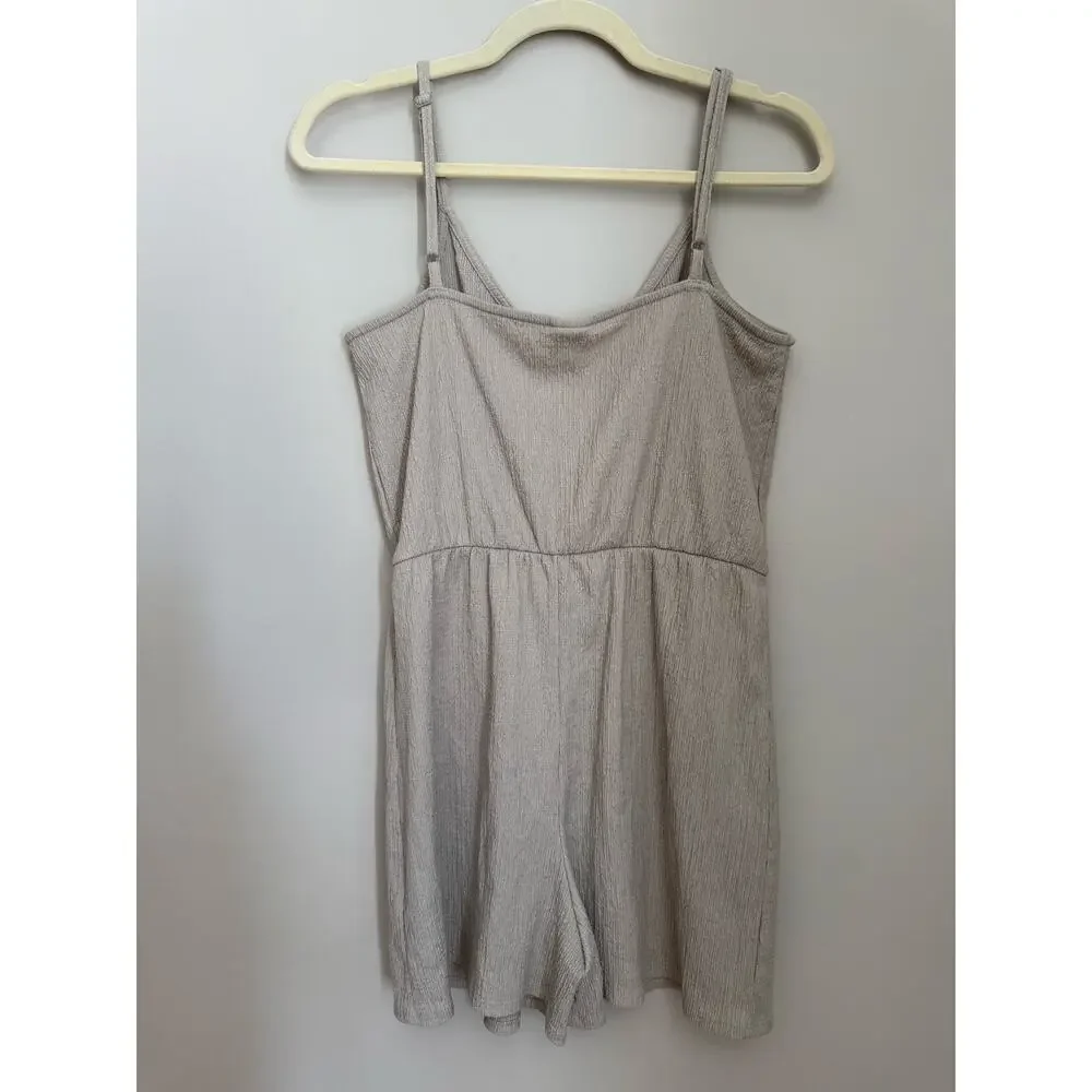 Minimalist‎ Beige Cami Romper with Button Detail | H&M | Size S