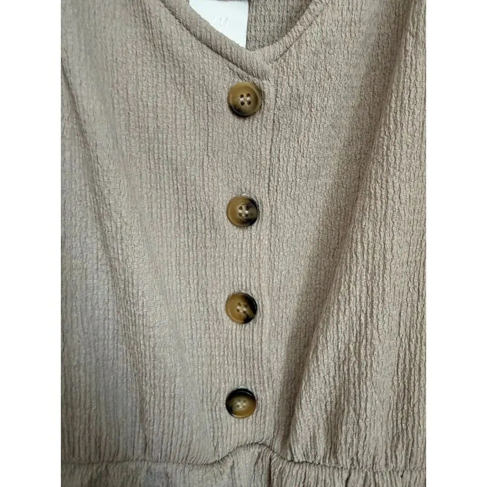 Minimalist‎ Beige Cami Romper with Button Detail | H&M | Size S