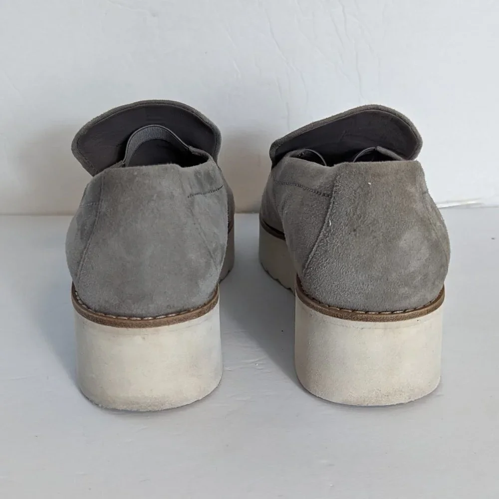 Vince Zeta Platform Suede Grey‎ Loafer Slip On Shoes