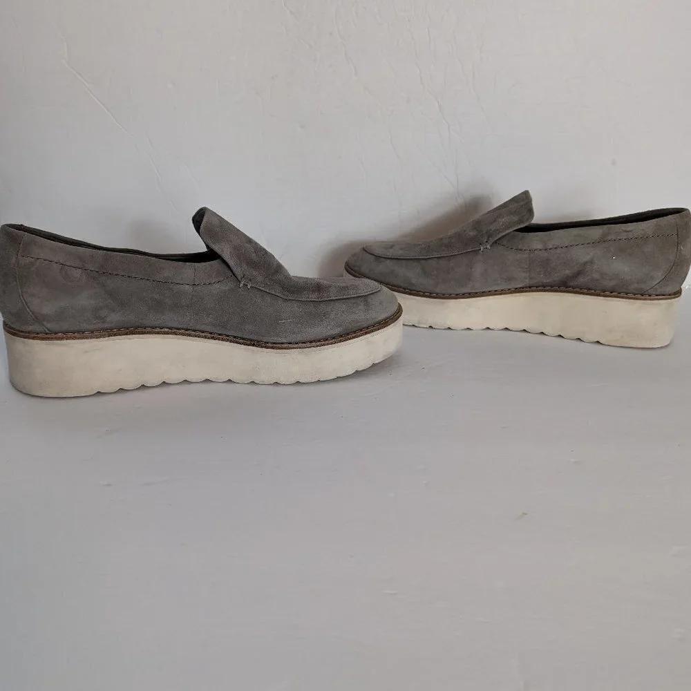 Vince Zeta Platform Suede Grey‎ Loafer Slip On Shoes