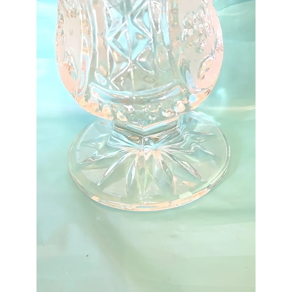 Vtg Crystal Clear Industries Candlestick Holder Yugoslavia 24% Lead Glass Flower