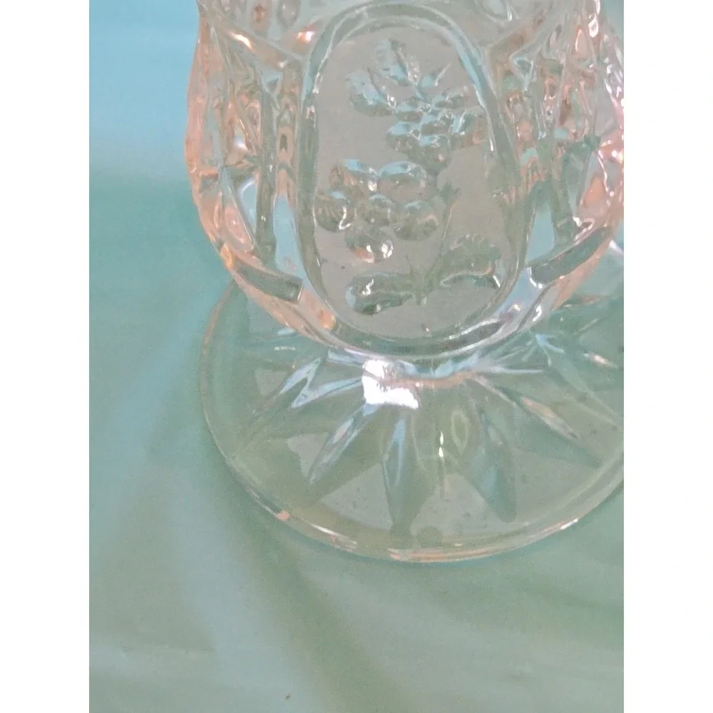 Vtg Crystal Clear Industries Candlestick Holder Yugoslavia 24% Lead Glass Flower