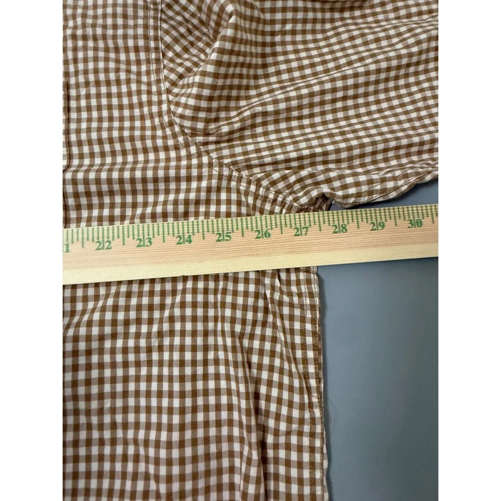The North Face Mens XXL Gingham Button Down Shirt Brown White Long Sleeve