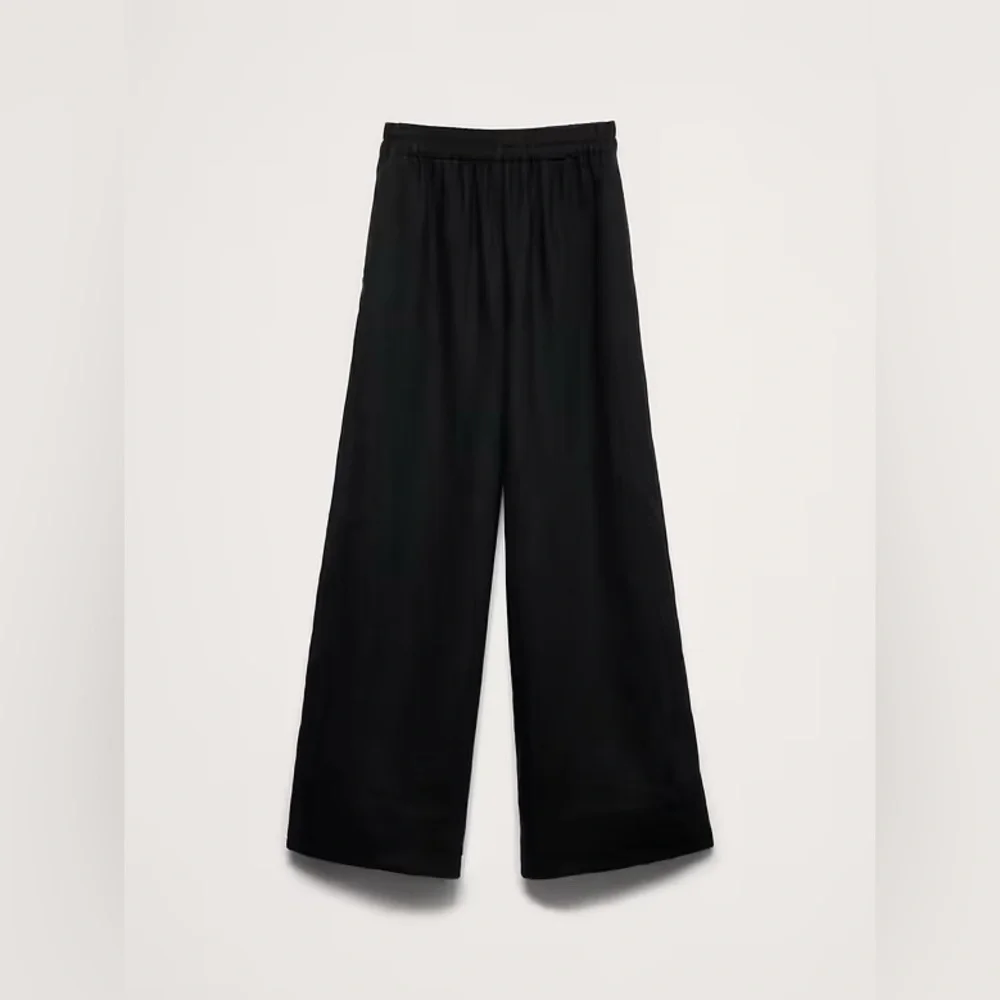 NWT! Banana Republic Black High-Rise Wide-Leg Linen Pull-On Ankle Pant - 🩷901561