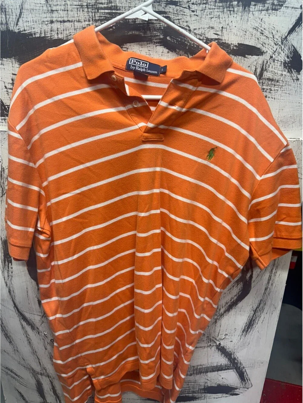 polo ralph lauren striped orange polo