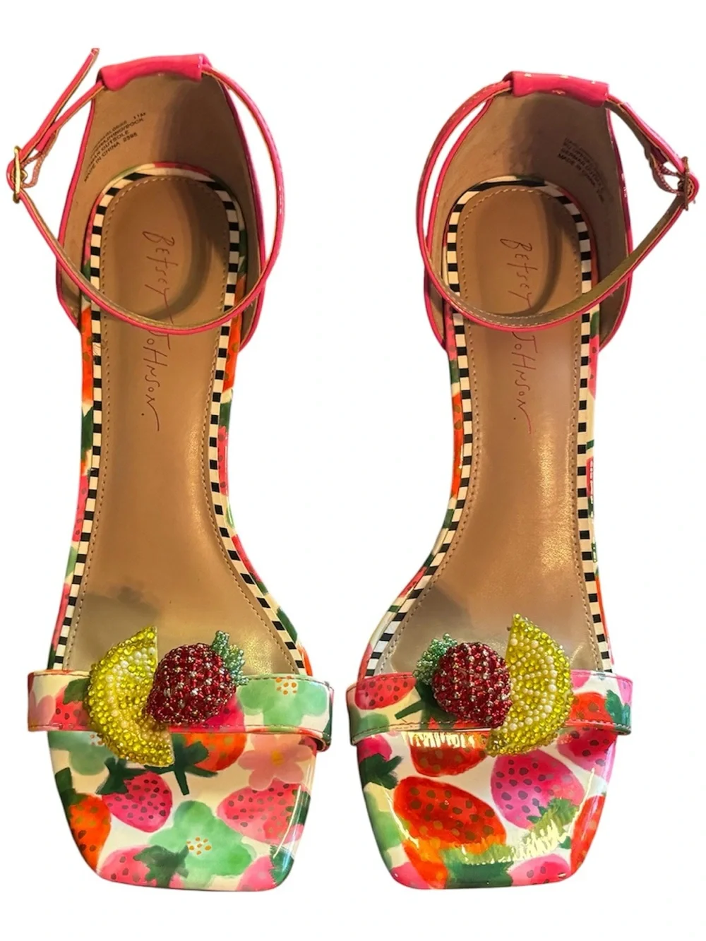 Betsey Johnson Harlem Fruit Vinyl Lucite Wedge Sandals -Two-Piece Style-Size 11