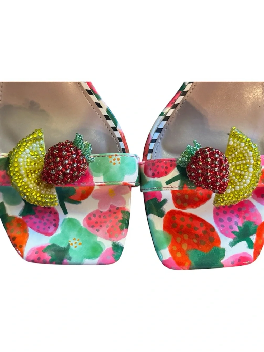 Betsey Johnson Harlem Fruit Vinyl Lucite Wedge Sandals -Two-Piece Style-Size 11