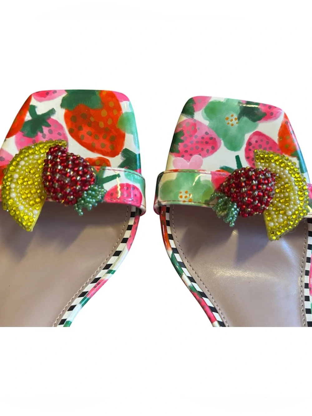 Betsey Johnson Harlem Fruit Vinyl Lucite Wedge Sandals -Two-Piece Style-Size 11