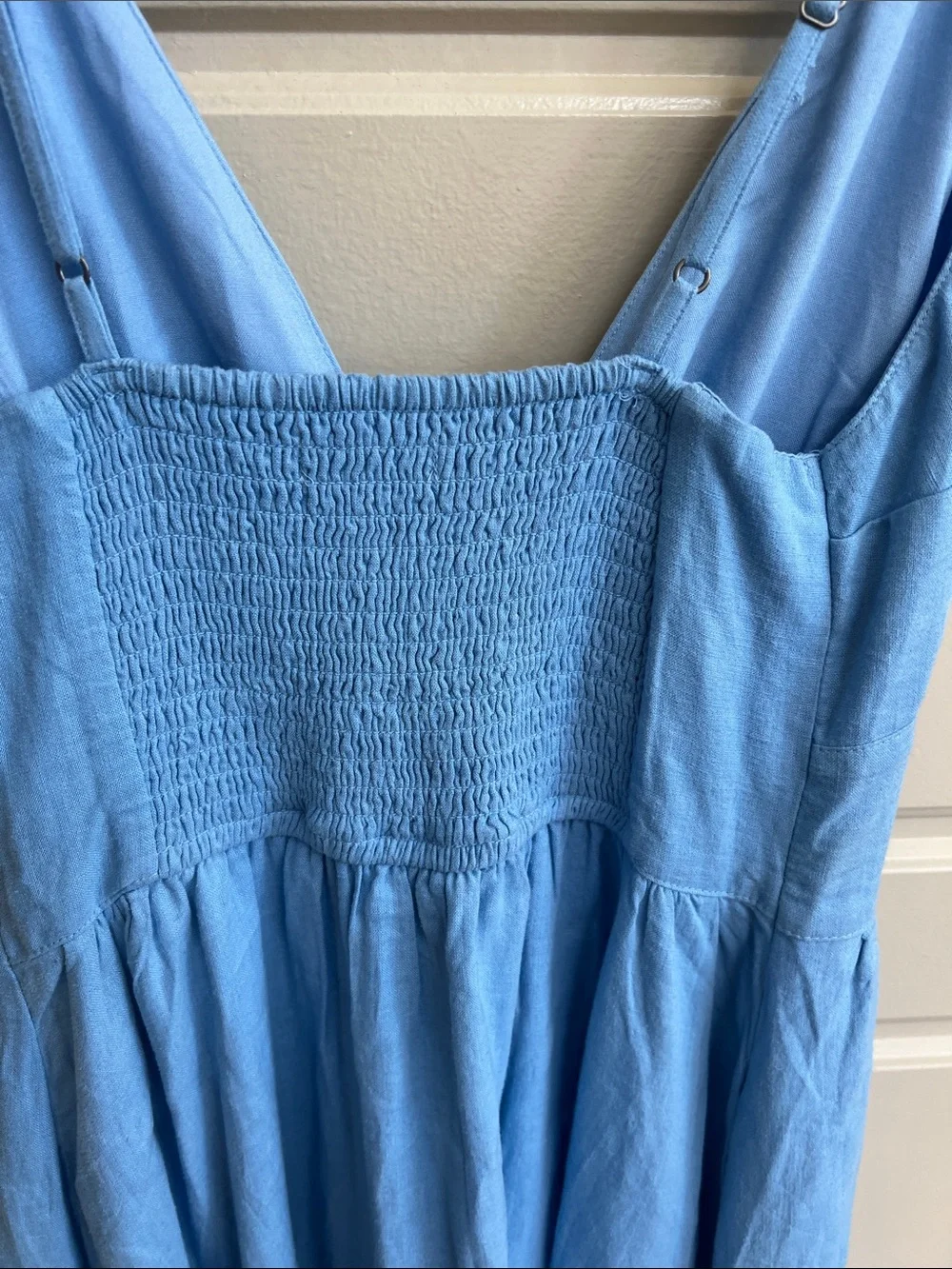 Abercrombie & Fitch maxi dress XS Button Front V-Neck Coastal Chic Light Blue